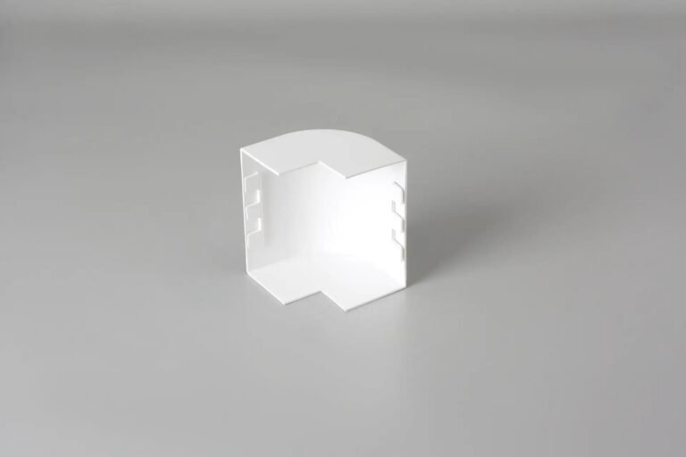 White PVC Exposed Wiring Trunking Big External Arc Angle Connector (Single Component)