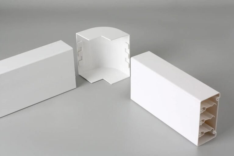 White PVC Compartment Trunking External Arc Angle Connector