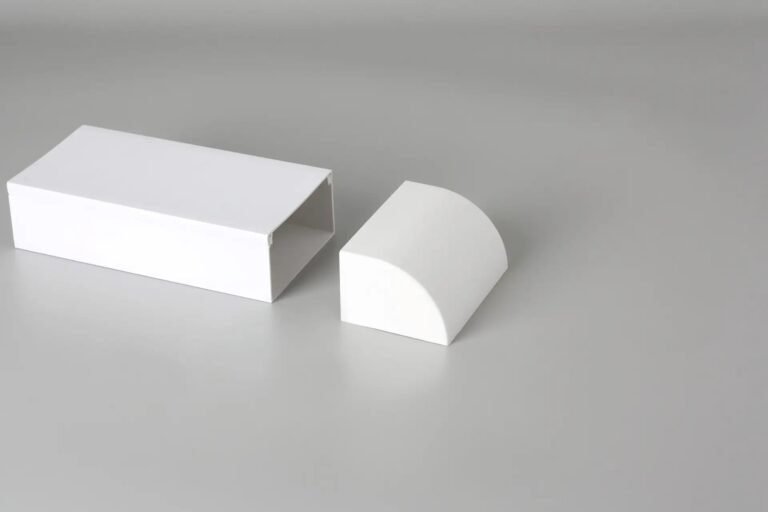 White PVC Curved Compartment Trunking End Cap